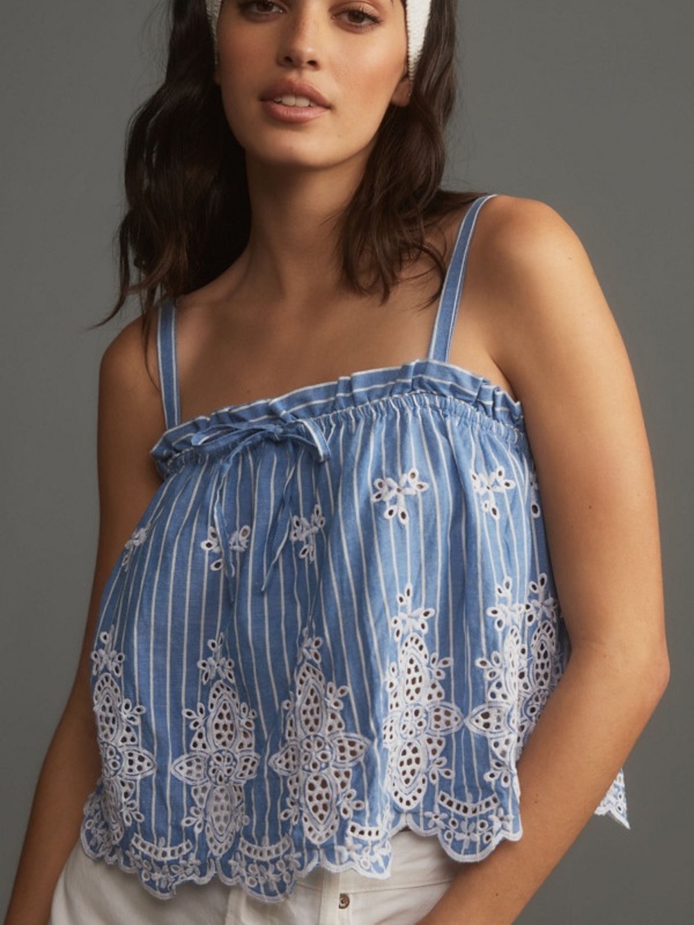 Maeve Anthro Eyelet Border Tank